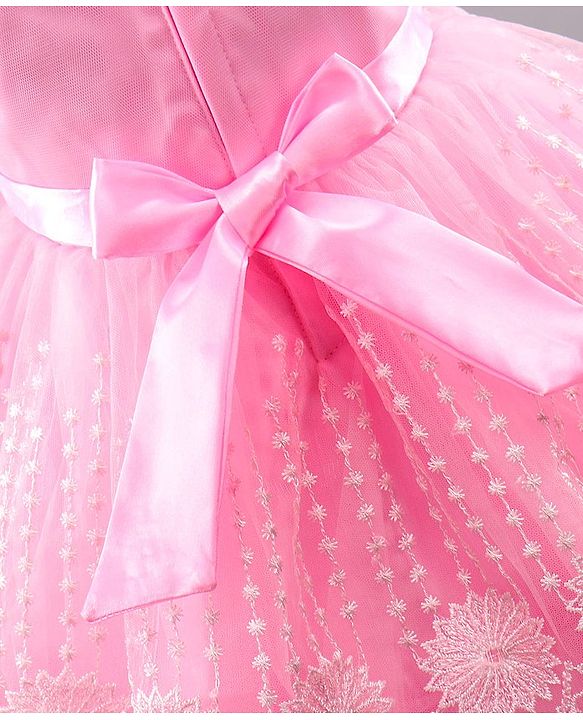 Babyhug Sleeveless Party Wear Sequinned Frock - Pink