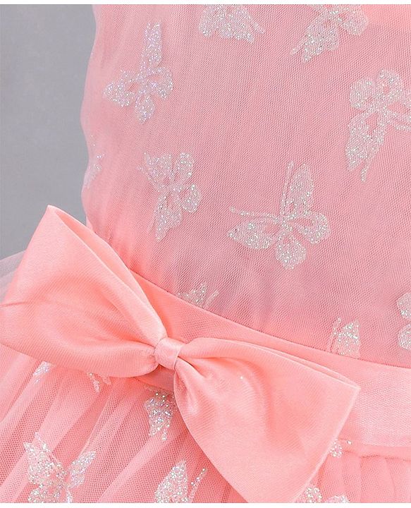 Babyhug Sleeveless Party Wear Shimmered Frock - Peach