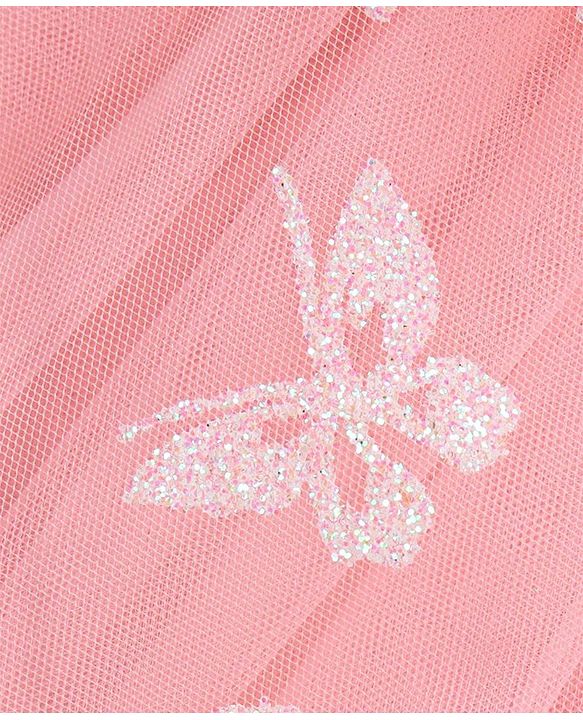 Babyhug Sleeveless Party Wear Shimmered Frock - Peach