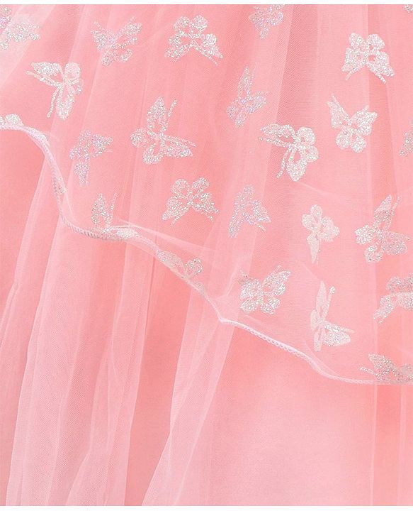 Babyhug Sleeveless Party Wear Shimmered Frock - Peach