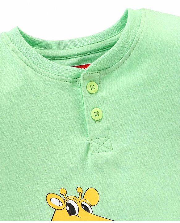 Babyhug Half Sleeves T-Shirt Giraffe Print - Green