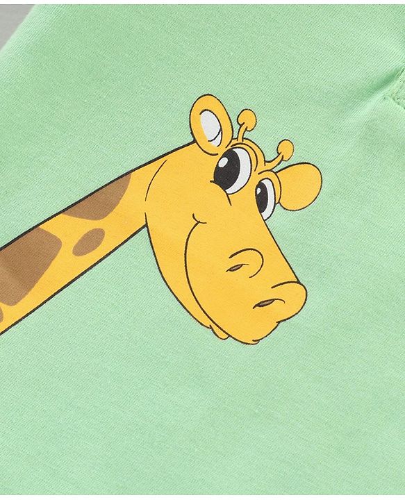 Babyhug Half Sleeves T-Shirt Giraffe Print - Green
