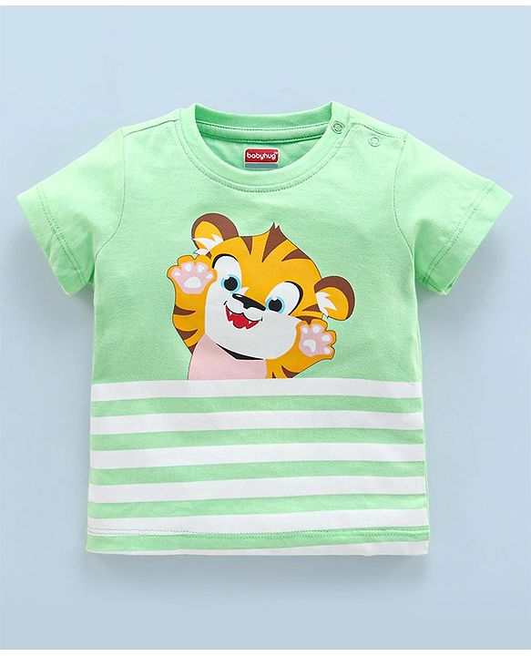 Babyhug Cotton Half Sleeves T-Shirts Wild Animal Print Pack of 5 - Blue & Orange