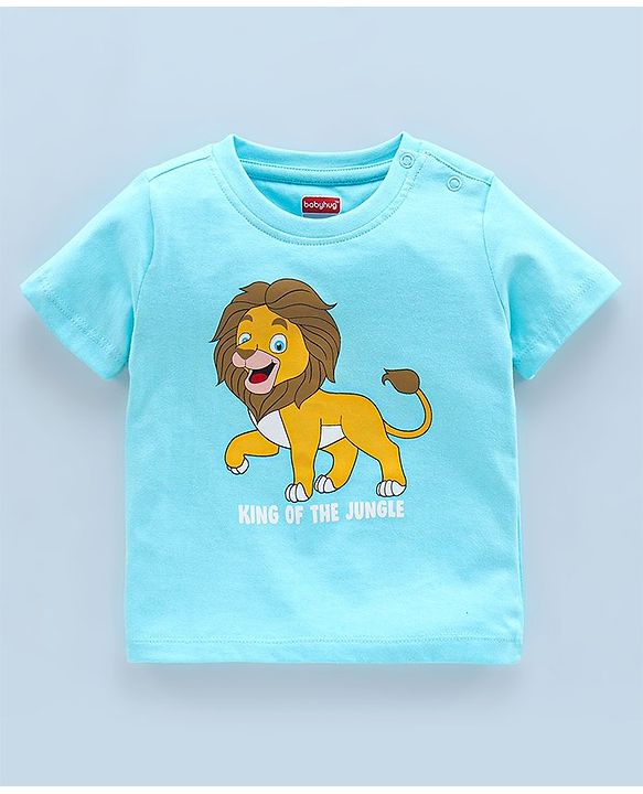 Babyhug Cotton Half Sleeves T-Shirts Wild Animal Print Pack of 5 - Blue & Orange