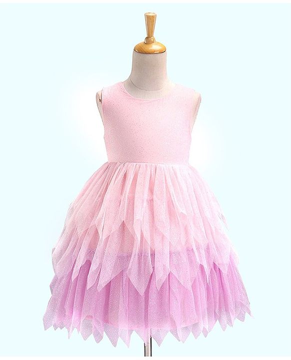Babyhug Sleeveless Knee Length Party Wear Frock - Pink