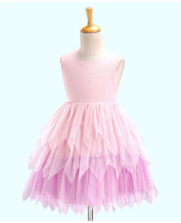 Babyhug Sleeveless Knee Length Party Wear Frock - Pink