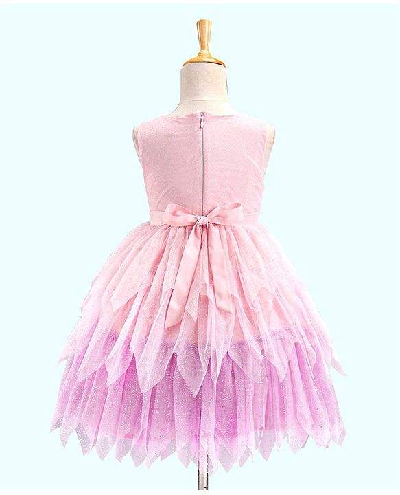 Babyhug Sleeveless Knee Length Party Wear Frock - Pink