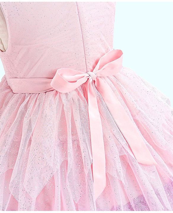 Babyhug Sleeveless Knee Length Party Wear Frock - Pink