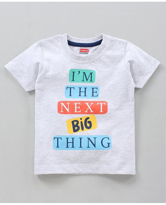 Babyhug Cotton Half Sleeves Night Suit Text & Stars Print- White & Blue