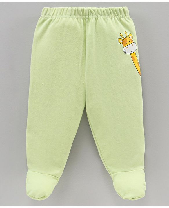 Babyhug Cotton Knit Full Length Animal Printed & Striped Bootie Pant Pack Of 3 - Multicolour