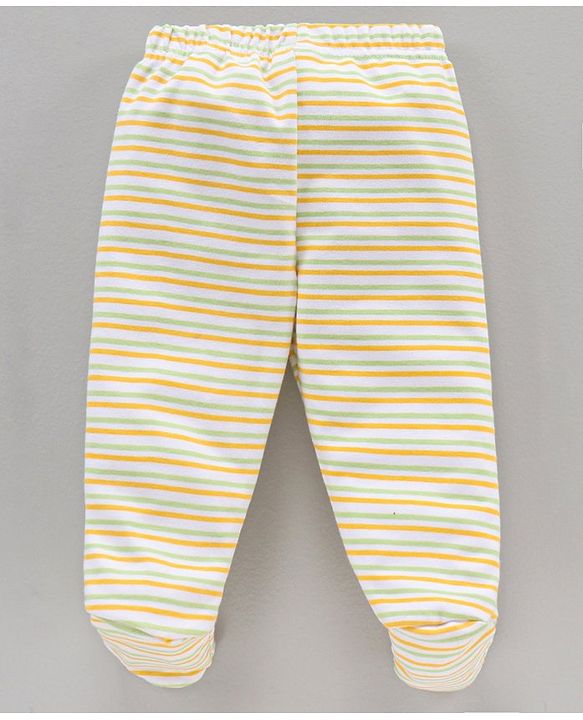 Babyhug Cotton Knit Full Length Animal Printed & Striped Bootie Pant Pack Of 3 - Multicolour