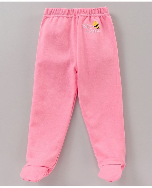 Babyhug Cotton Full Length Booties Leggings Printed Pack of 3 - Pink Yellow & White