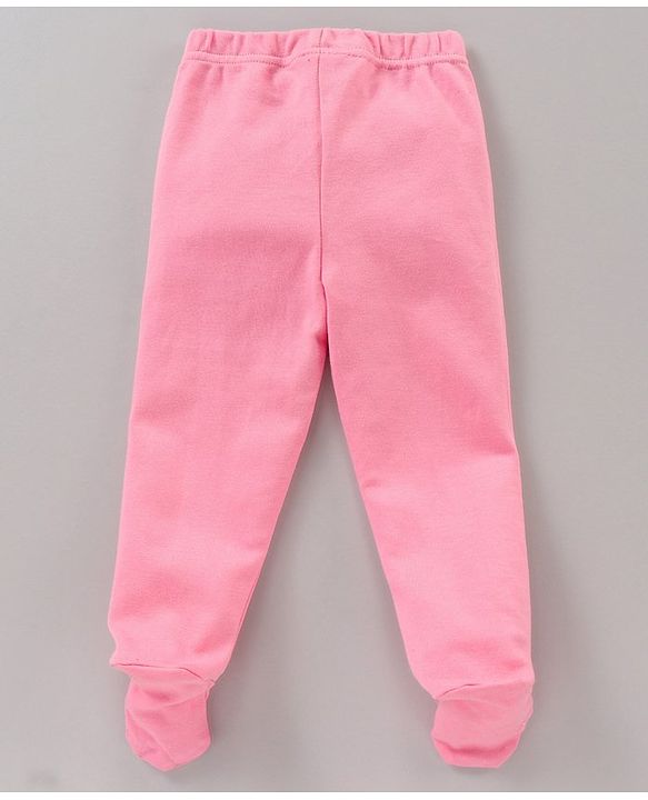 Babyhug Cotton Full Length Booties Leggings Printed Pack of 3 - Pink Yellow & White