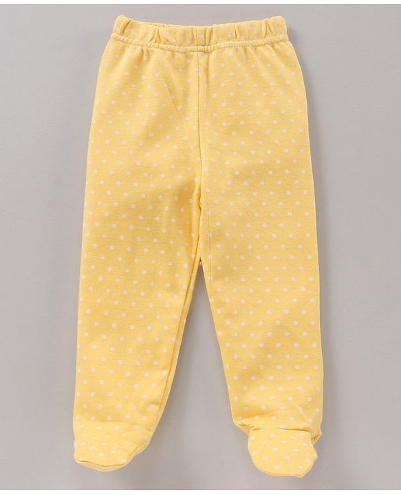 Babyhug Cotton Full Length Booties Leggings Printed Pack of 3 - Pink Yellow & White