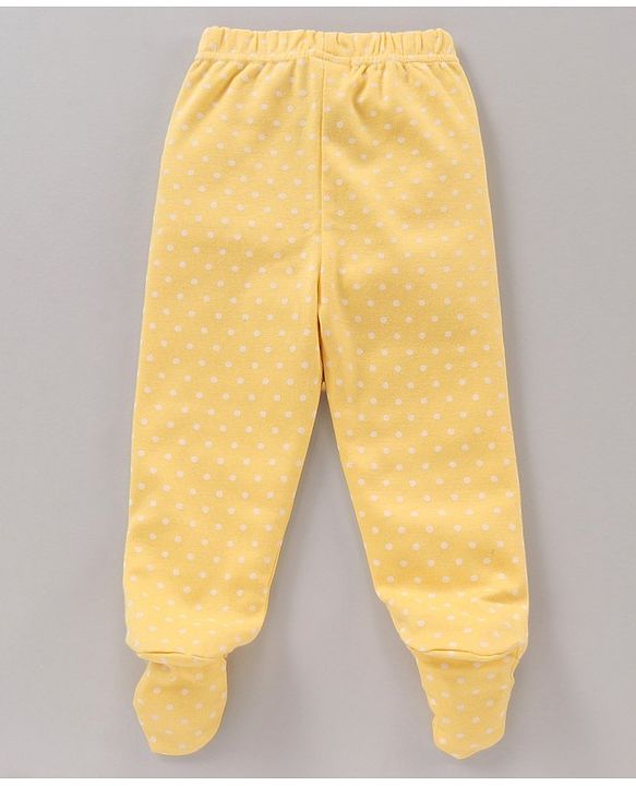 Babyhug Cotton Full Length Booties Leggings Printed Pack of 3 - Pink Yellow & White