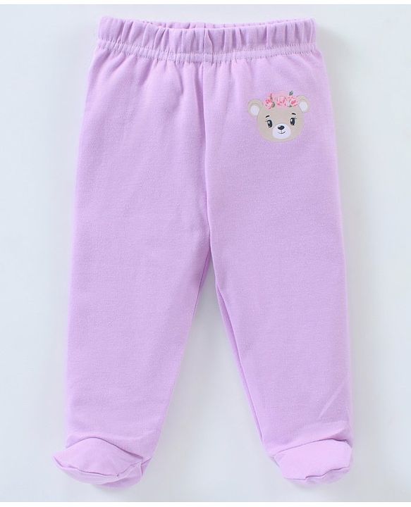 Babyhug Bootie Leggings Floral & Bear Print Pack of 3 - Pink & Purple