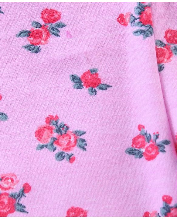Babyhug Bootie Leggings Floral & Bear Print Pack of 3 - Pink & Purple