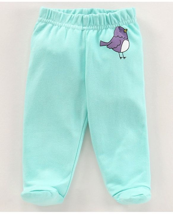 Babyhug Cotton Knit Bootie Leggings Striped Pack Of 3 - Blue