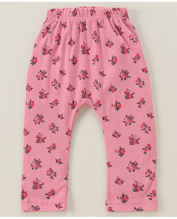 Babyhug Full Length Diaper Leggings Dot & Floral Print Pack Of 3 - Multicolor