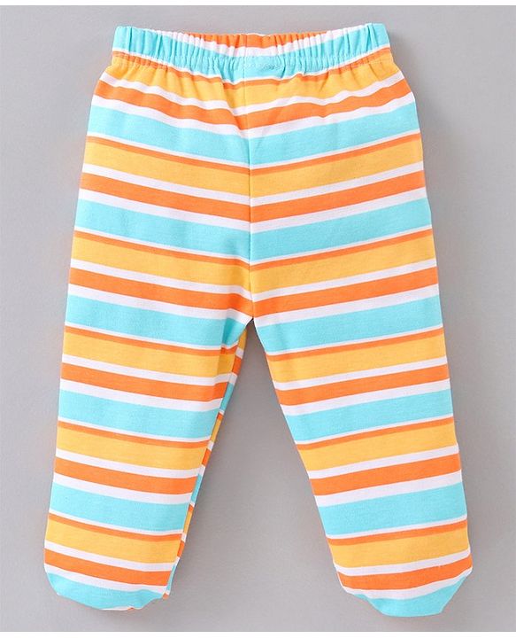 Babyhug Cotton Knit Striped & Bear Printed Bootie Leggings Pack of 3 - Multicolour