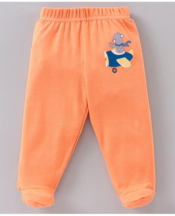 Babyhug Cotton Knit Striped & Bear Printed Bootie Leggings Pack of 3 - Multicolour