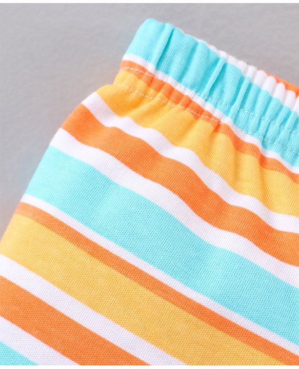 Babyhug Cotton Knit Striped & Bear Printed Bootie Leggings Pack of 3 - Multicolour