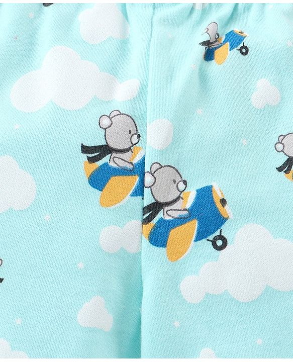 Babyhug Cotton Knit Striped & Bear Printed Bootie Leggings Pack of 3 - Multicolour