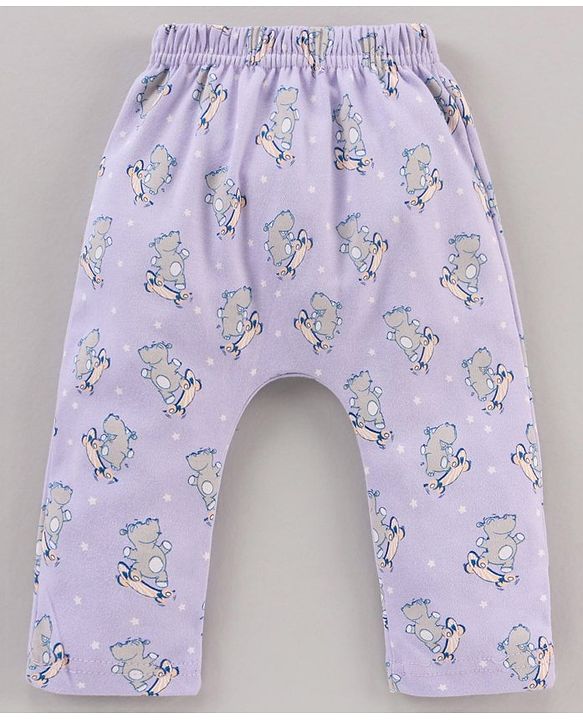 Babyhug Full Length Striped Diaper Pants Hippopotamus Print Pack of 3 - Multicolor