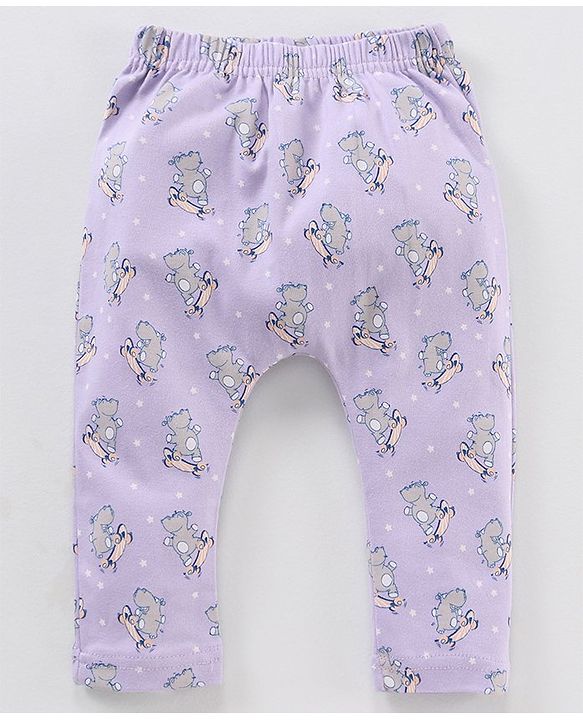 Babyhug Full Length Striped Diaper Pants Hippopotamus Print Pack of 3 - Multicolor