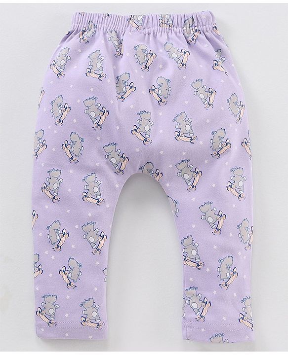 Babyhug Full Length Striped Diaper Pants Hippopotamus Print Pack of 3 - Multicolor