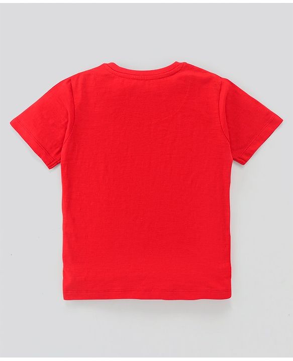 Pine Kids Half Sleeves Biowashed Glow In Dark T-Shirt Iron Man Print - Red