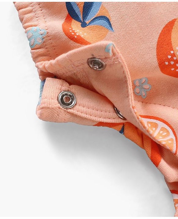 Babyhug 100% Cotton Half Sleeves Printed Romper - Pink Peach