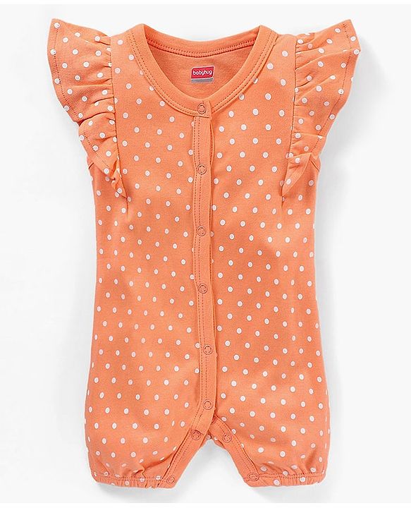 Babyhug 100% Cotton Half Sleeves Printed Romper - Pink Peach