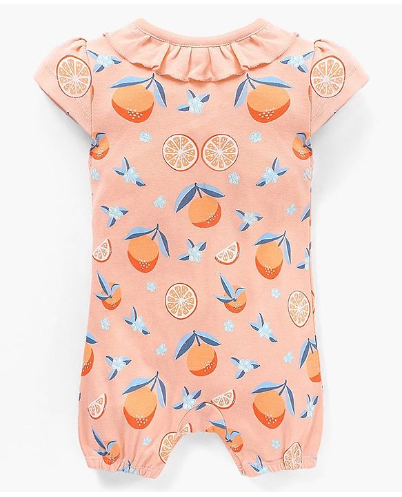 Babyhug 100% Cotton Half Sleeves Printed Romper - Pink Peach