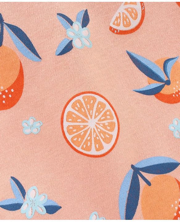Babyhug 100% Cotton Half Sleeves Printed Romper - Pink Peach