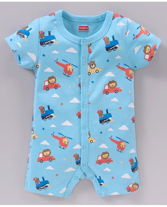 Babyhug 100% Cotton Half Sleeves Romper Multiprint Pack Of 3 - Multicolor
