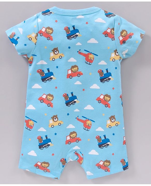 Babyhug 100% Cotton Half Sleeves Romper Multiprint Pack Of 3 - Multicolor