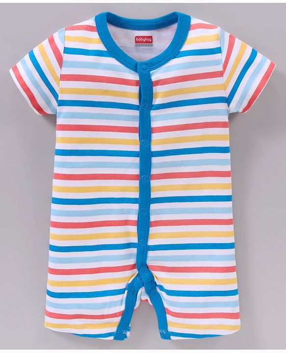 Babyhug 100% Cotton Half Sleeves Romper Multiprint Pack Of 3 - Multicolor