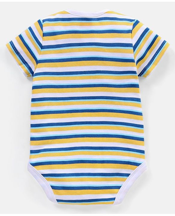 Babyhug 100% Cotton Half Sleeves  Onesies Teddy Print Pack of 5 - Multicolor