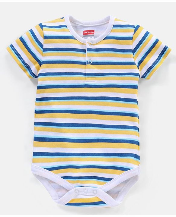 Babyhug 100% Cotton Half Sleeves  Onesies Teddy Print Pack of 5 - Multicolor