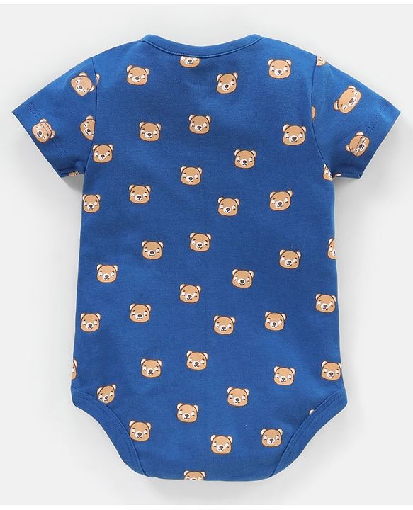 Babyhug 100% Cotton Half Sleeves  Onesies Teddy Print Pack of 5 - Multicolor