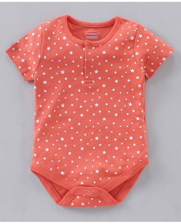 Babyhug 100% Cotton Half Sleeves Onesies Strip & Polka Dot Print Pack of 5 - Blue Yellow Red