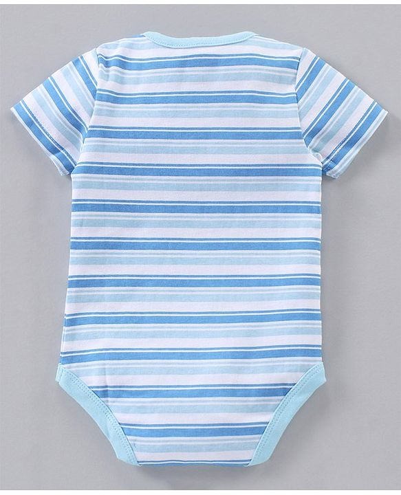 Babyhug 100% Cotton Half Sleeves Onesies Strip & Polka Dot Print Pack of 5 - Blue Yellow Red