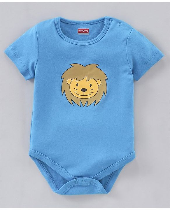 Babyhug 100% Cotton Half Sleeves Onesies Strip & Polka Dot Print Pack of 5 - Blue Yellow Red