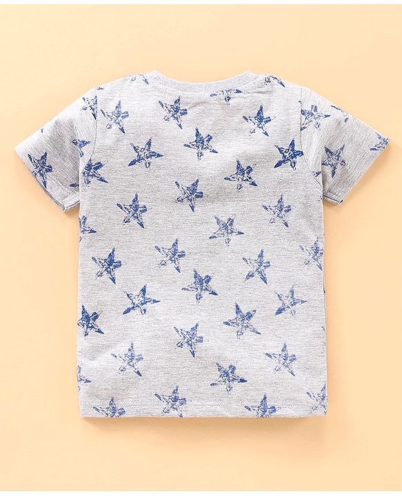 Babyhug Half Sleeves T-Shirt & Pyjama Star Print - Grey