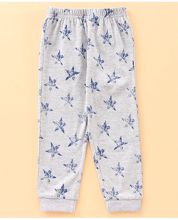 Babyhug Half Sleeves T-Shirt & Pyjama Star Print - Grey