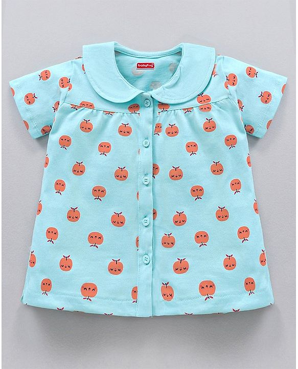 Babyhug Short Sleeves Night Suit Apple Print - Mint
