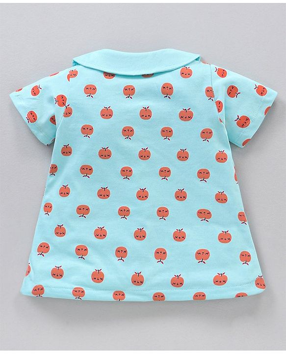 Babyhug Short Sleeves Night Suit Apple Print - Mint