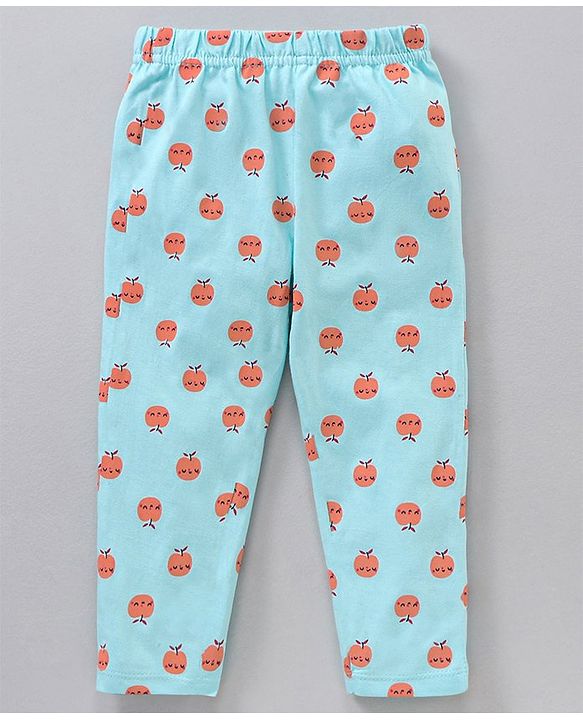Babyhug Short Sleeves Night Suit Apple Print - Mint