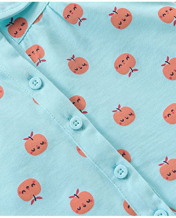 Babyhug Short Sleeves Night Suit Apple Print - Mint